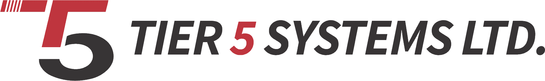 The logo for tier 5 systems ltd. is red and black on a white background.