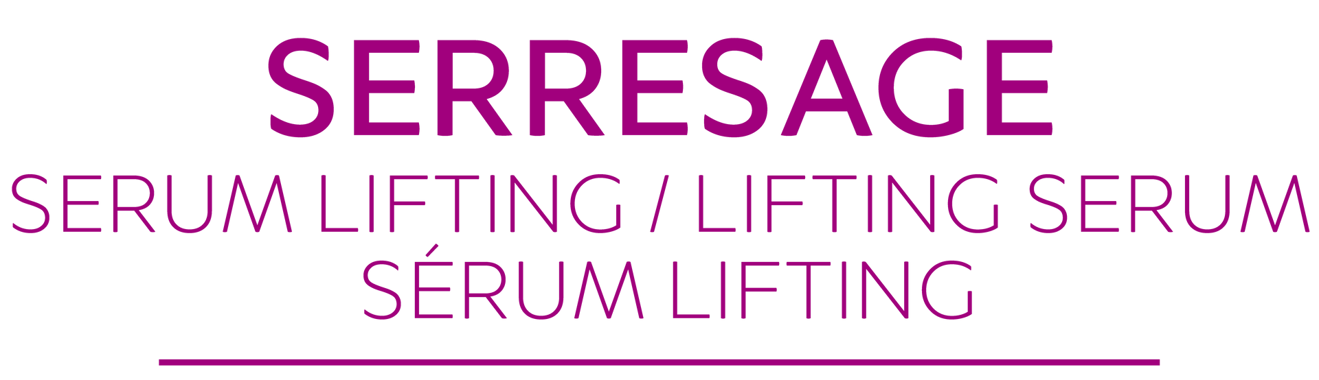 Un cartel morado que dice serresage serum lifting / serum lifting serum lifting