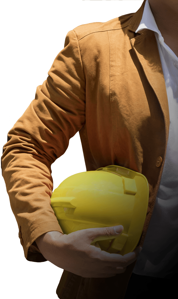 man holding a yellow hard hat