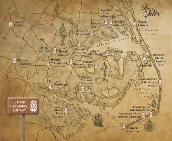 Map of the Albemarle Historic Sites Historic Albemarle Highway