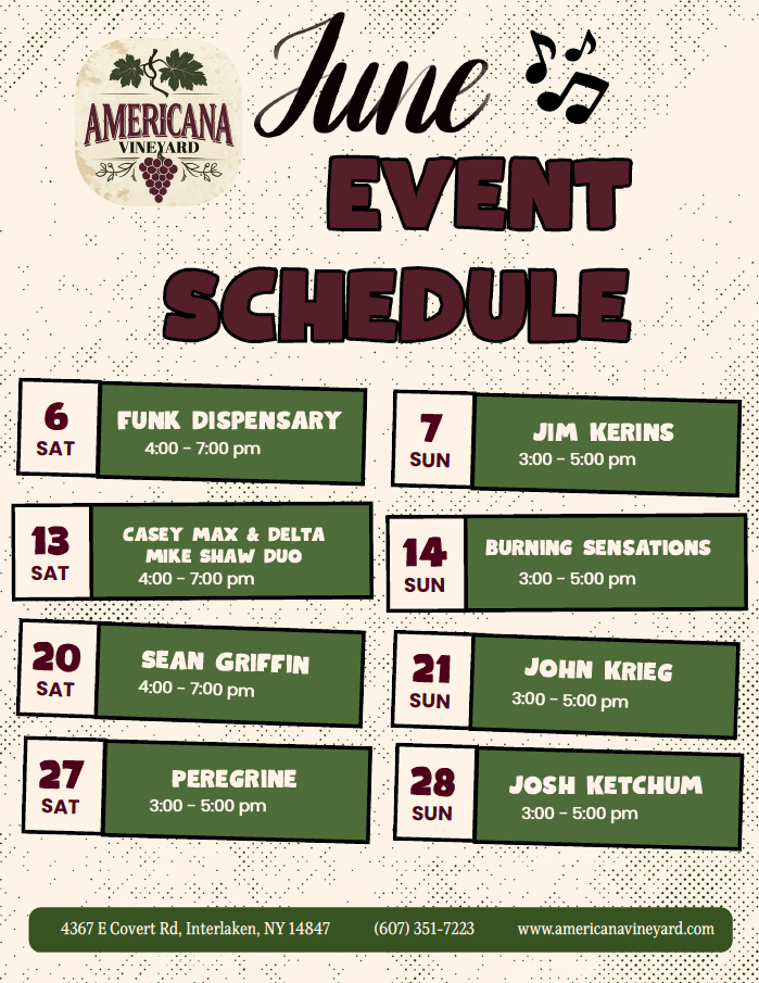 Band Peregrine performing live at Americana Vineyards, Saturday, March 7th, 3-5 pm. Food includes chili, nachos, pizza, cheesecake.