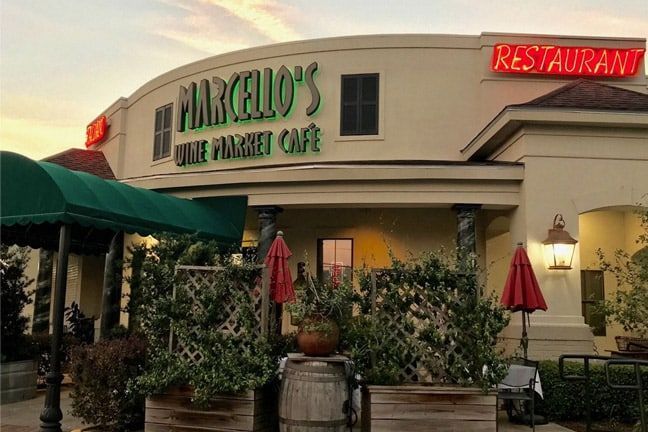 The outside of a restaurant called marcello 's