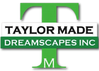 Logo for Taylor Made Dreamscapes Inc featuring a green letter T with an M at the base and text overlay.
