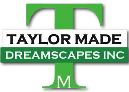 Logo for Taylor Made Dreamscapes Inc featuring a green letter T with an M at the base and text overlay.