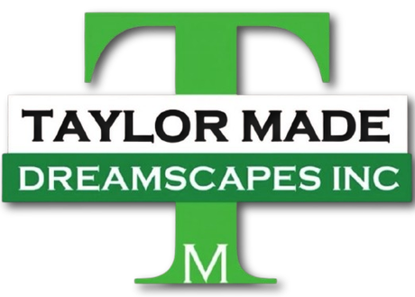 Logo for Taylor Made Dreamscapes Inc featuring a green letter T with an M at the base and text overlay.