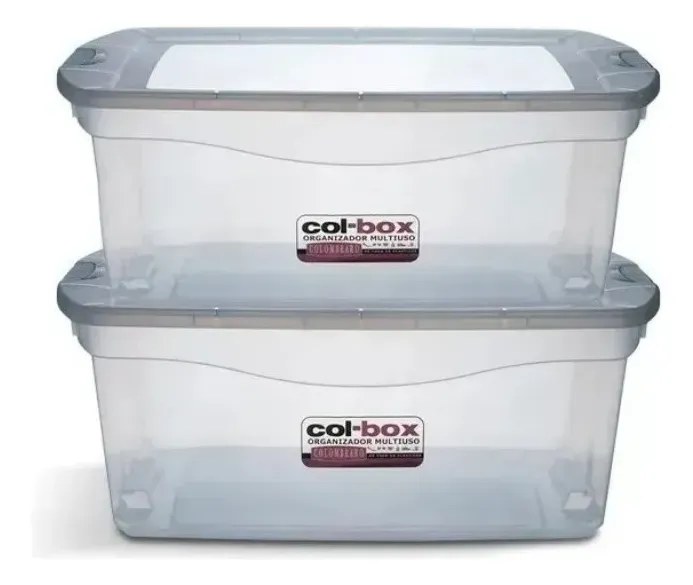Caja Plástica Megacol Tapa trabas 48 Lts Color Transparente ARt 9417