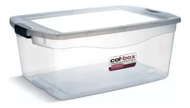 Caja Plástica Megacol Tapa trabas 48 Lts Color Transparente ARt 9417