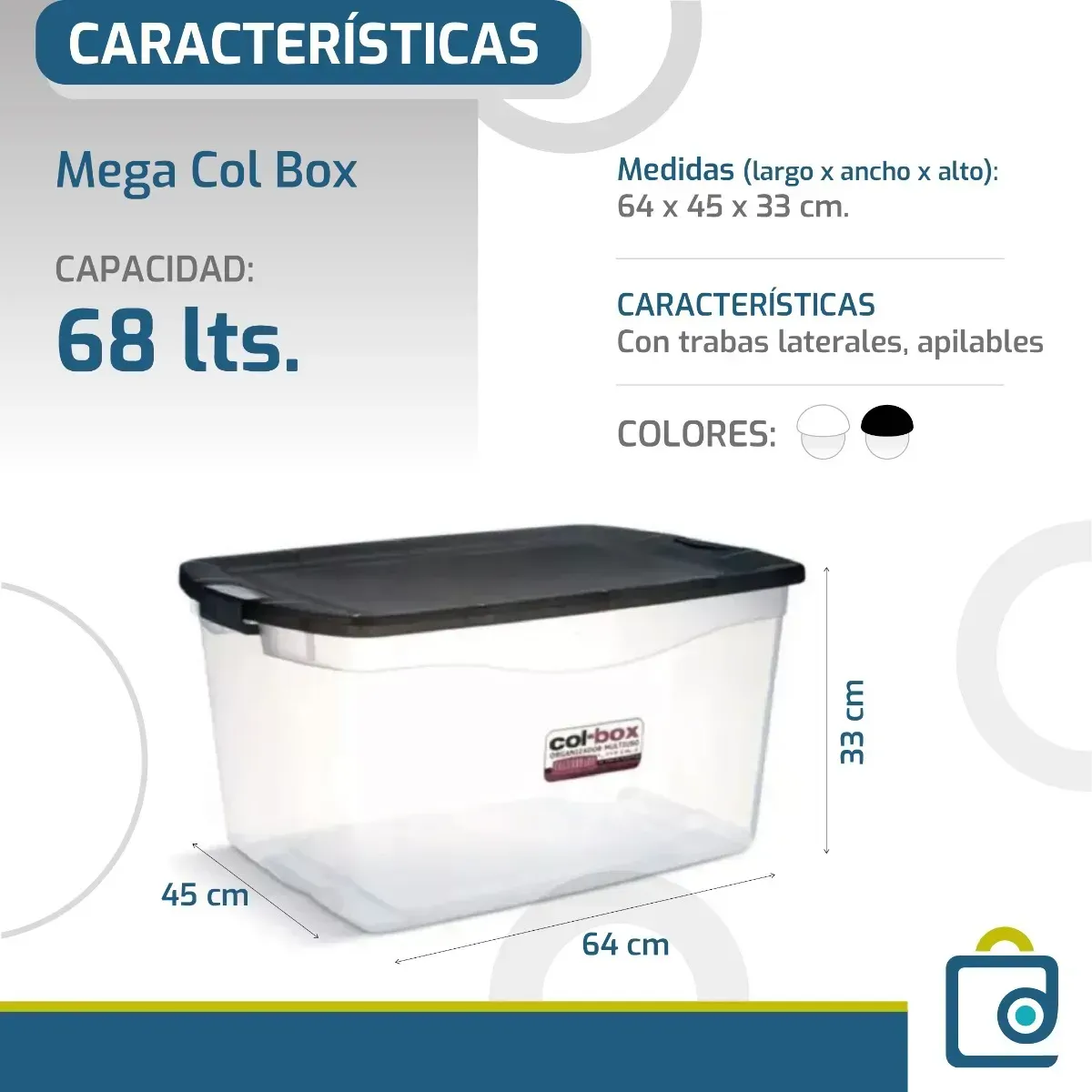 Caja Organizadora Apilable 68lts Colombraro Art 9418