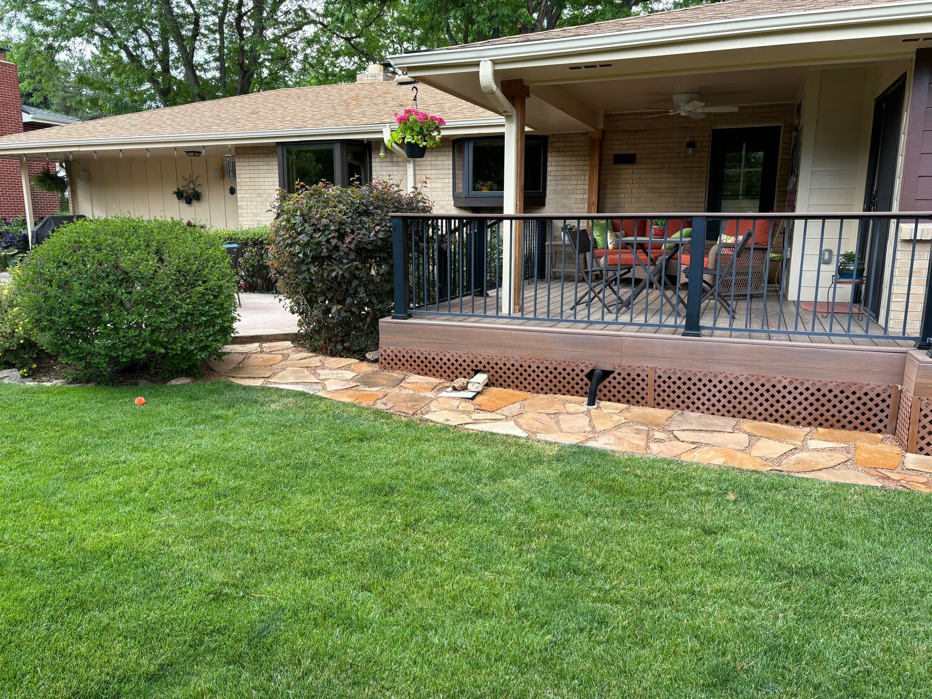 Knightscape project, home with sandstone path and lawn