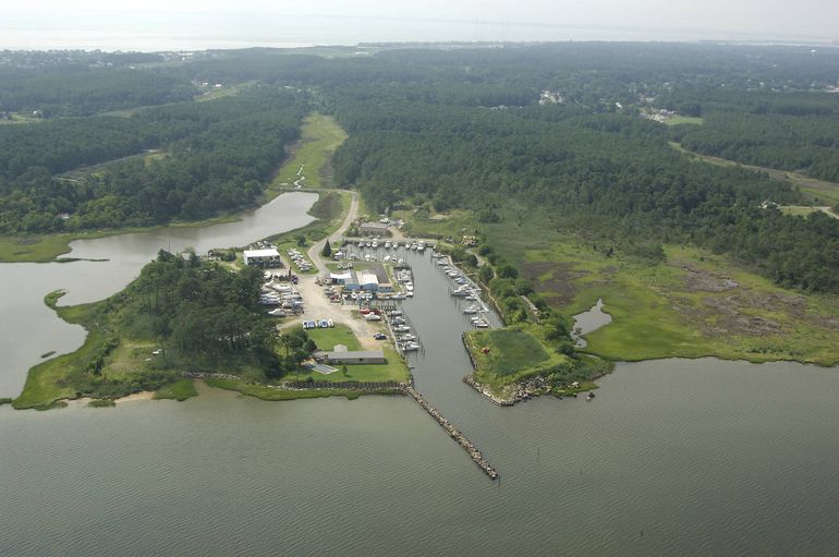 Boat Amenities — Aerial View of a Port in Hampton, VA