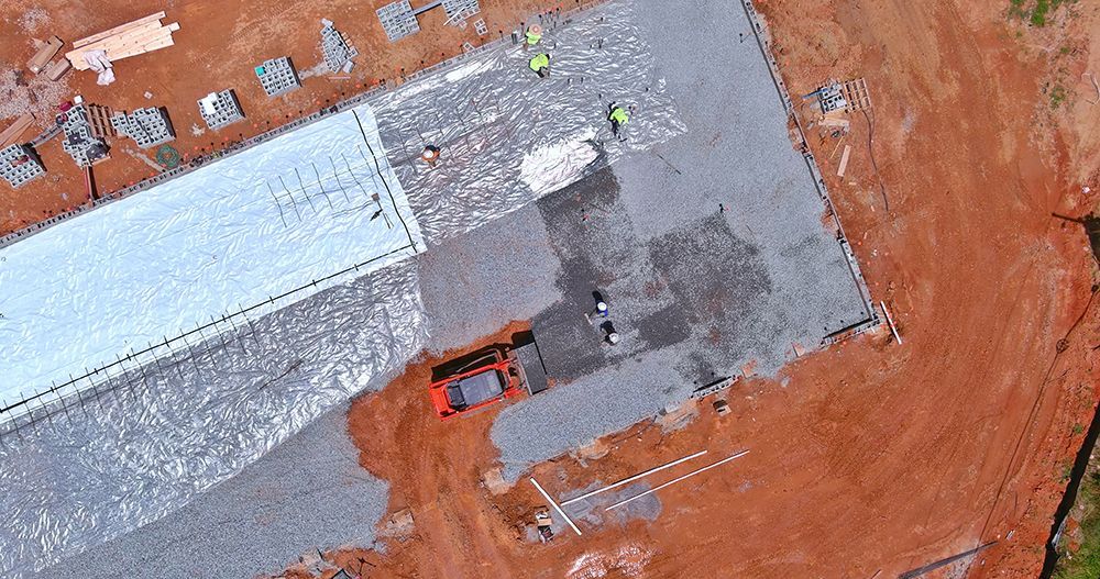 an aerial view of a building being built