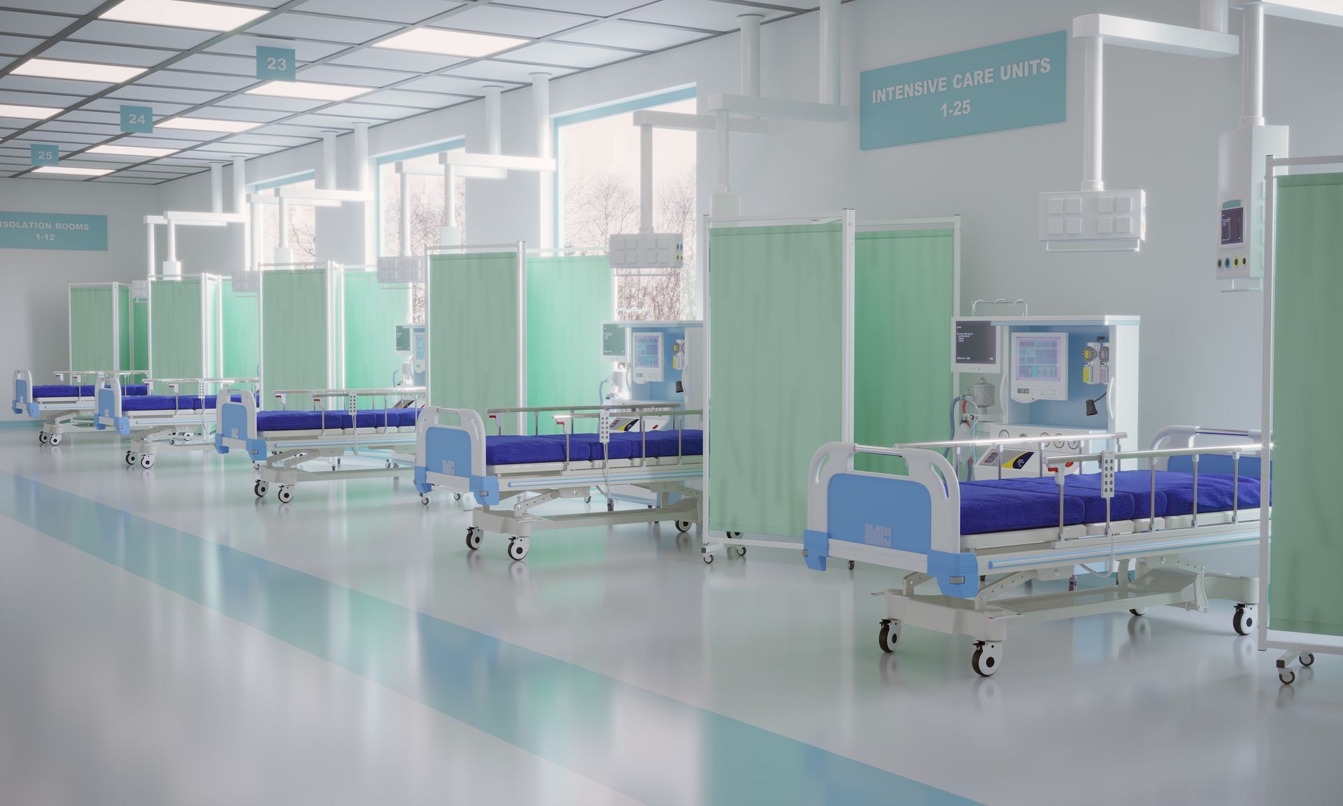 An Unoccupied Hospital Room With A Row Of Beds — Chicago, IL — Chicagoland Home Physicians