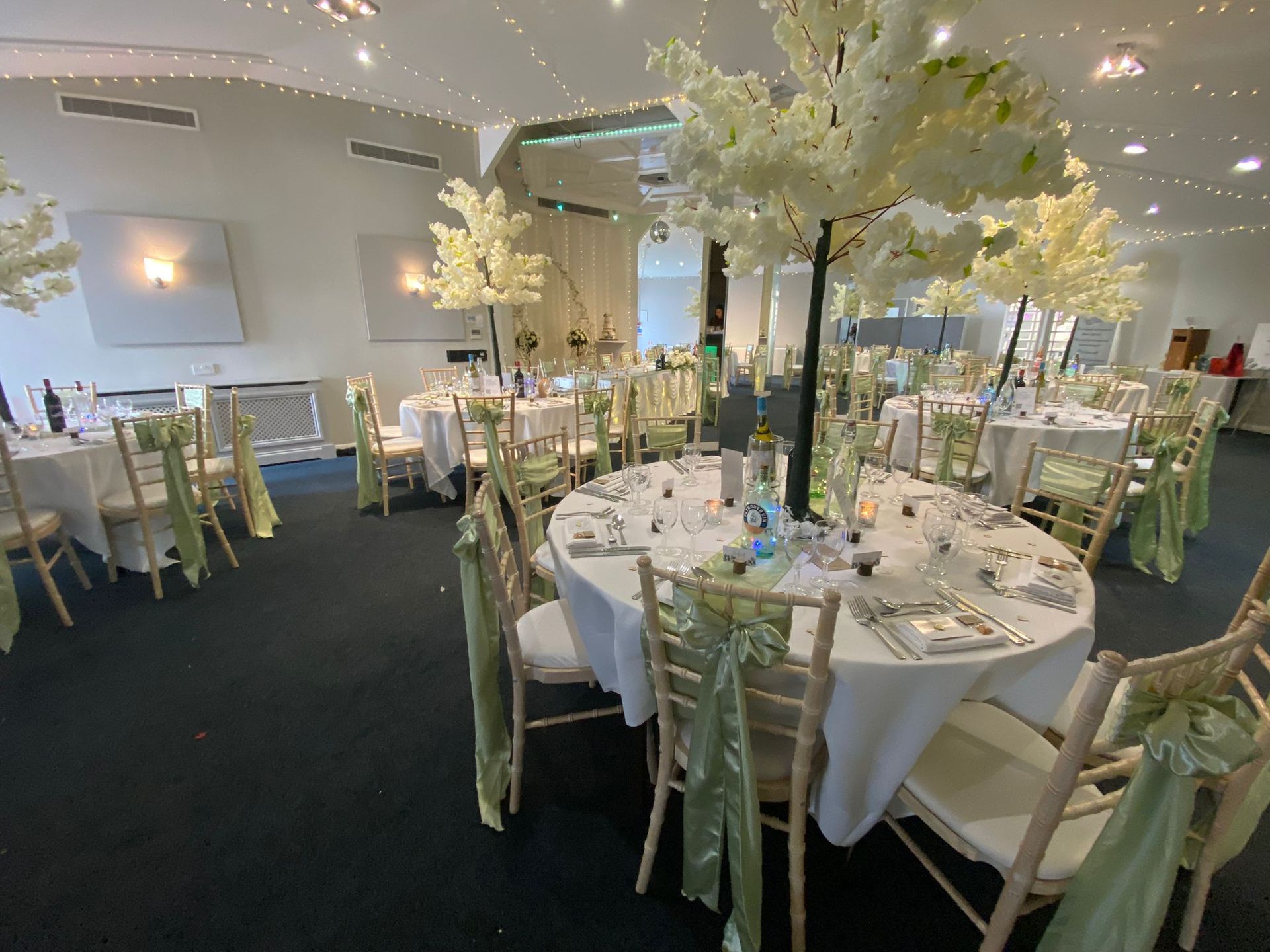 sage green wedding white tree