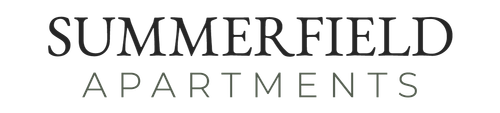 Summerfield Apartments logo. Black text "SUMMERFIELD" above grey text "APARTMENTS".