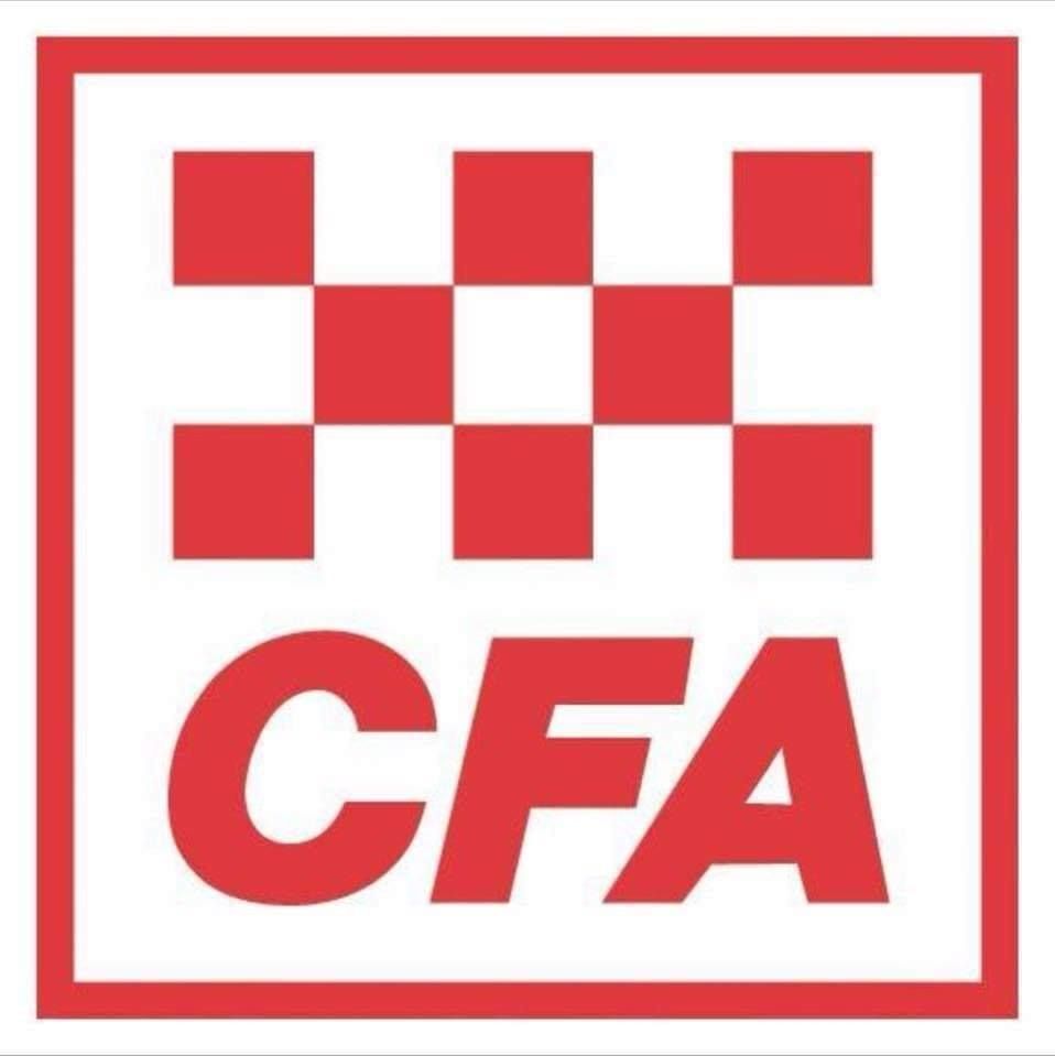 CFA logo: Red checkerboard over red 