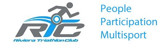 Logo of Riviera Triathlon Club: runner icon with 