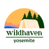 A logo for wildhaven yosemite with a tent and trees