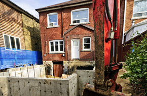A house with building work being carried out