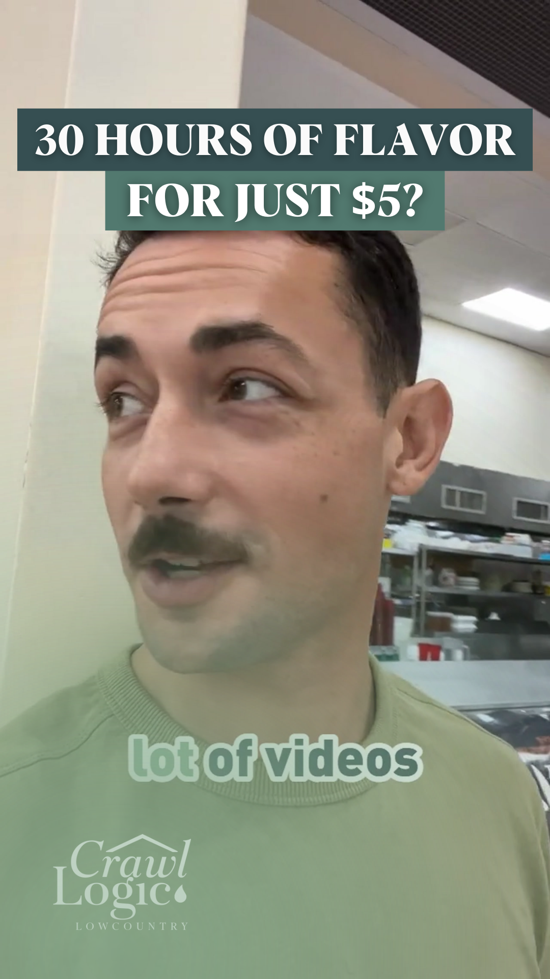 Man with mustache, questioning, text: 