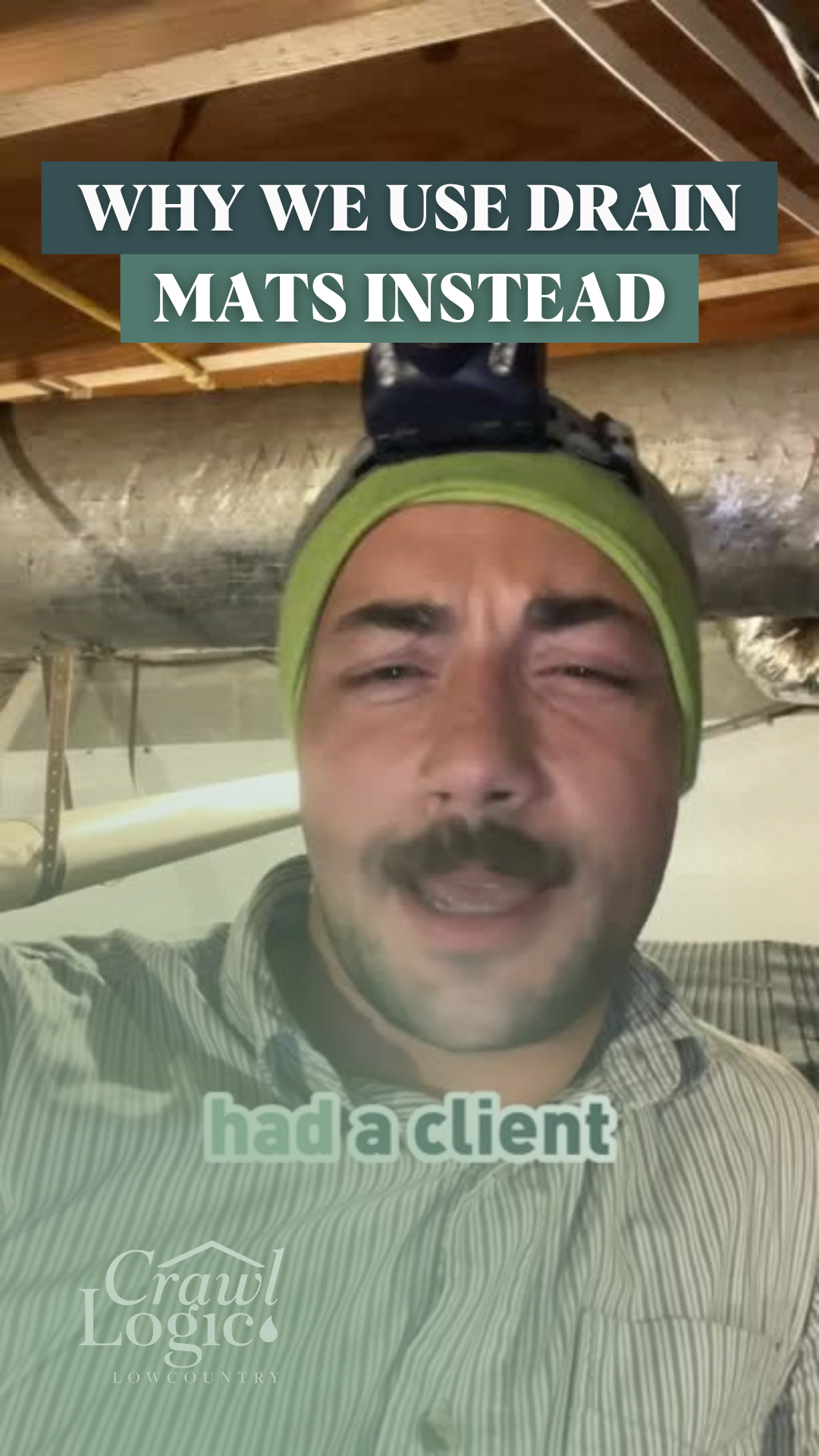 A man wearing a headlamp speaks in a basement. Text overlay: 