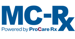 A logo for mc-rx powered by procare rx