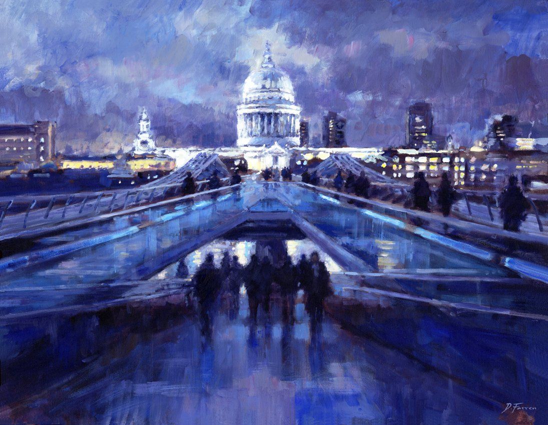 Millenium Bridge painting by David Farren London Thames
