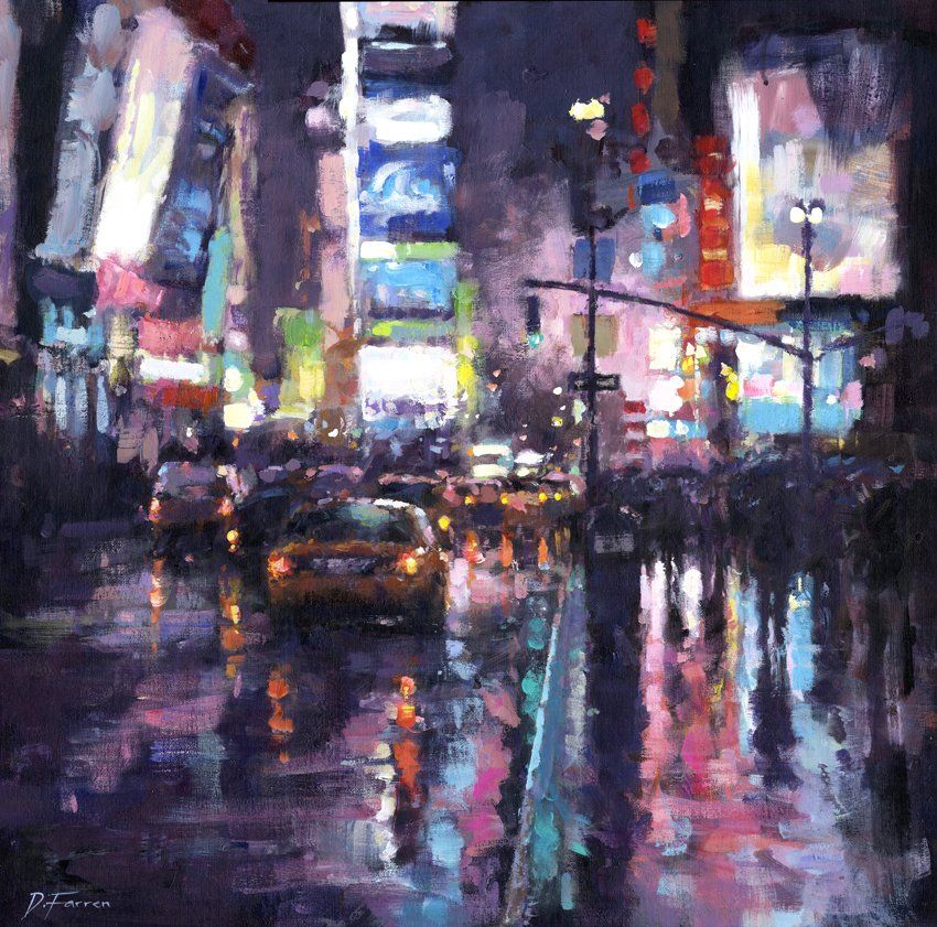 Painting of Broadway, New York at night  by David Farren