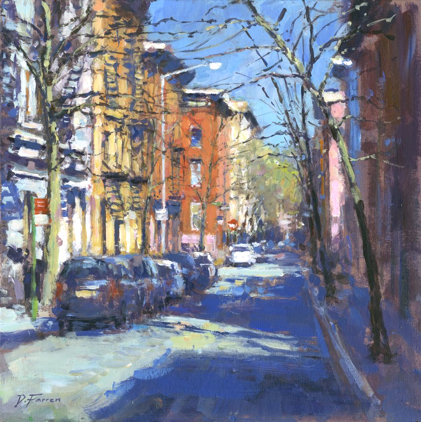 acrylic painting of Greenwich Village by David farren artist