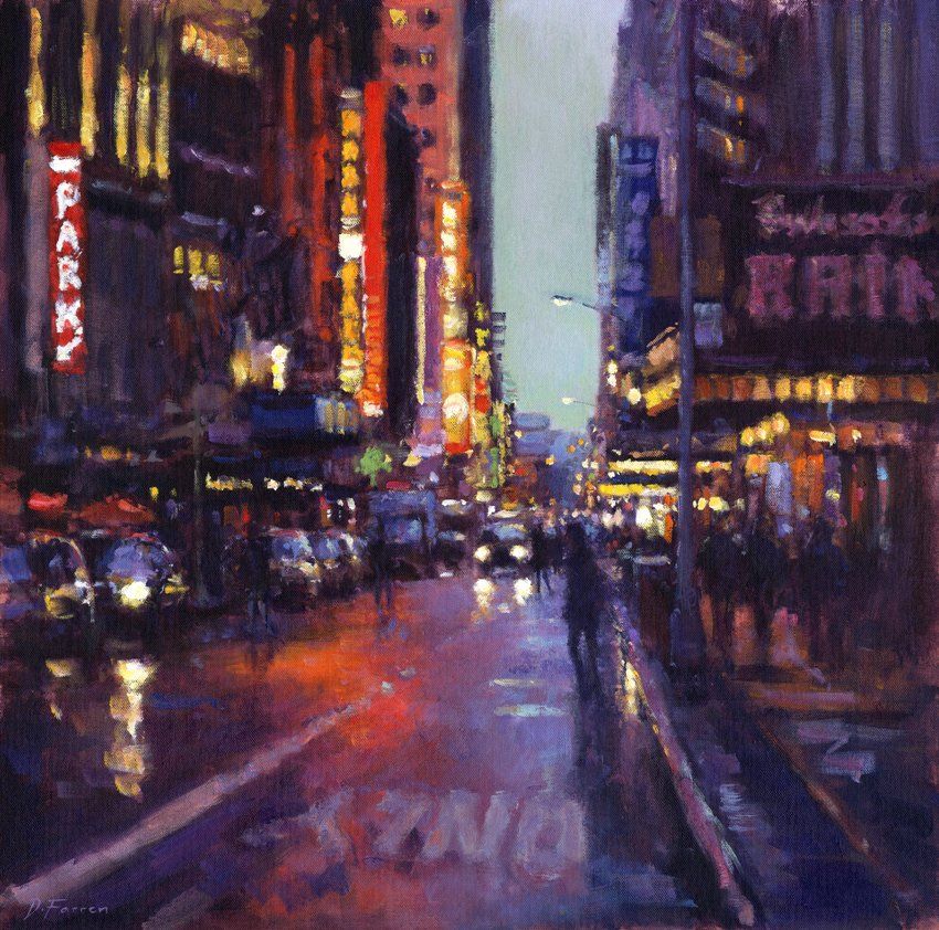 painting of West 44th Street, New York by artist David Farren