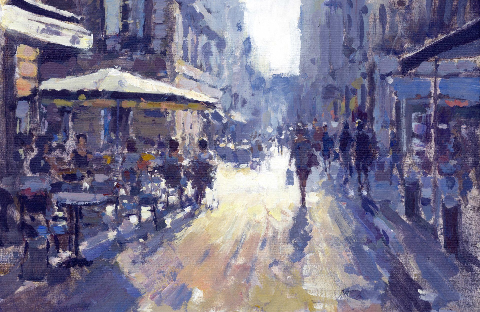 impressionist oil painting of Rue Sainte Catherine, Bordeaux by David Farren