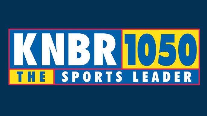 A logo for knbr 1050 the sports leader
