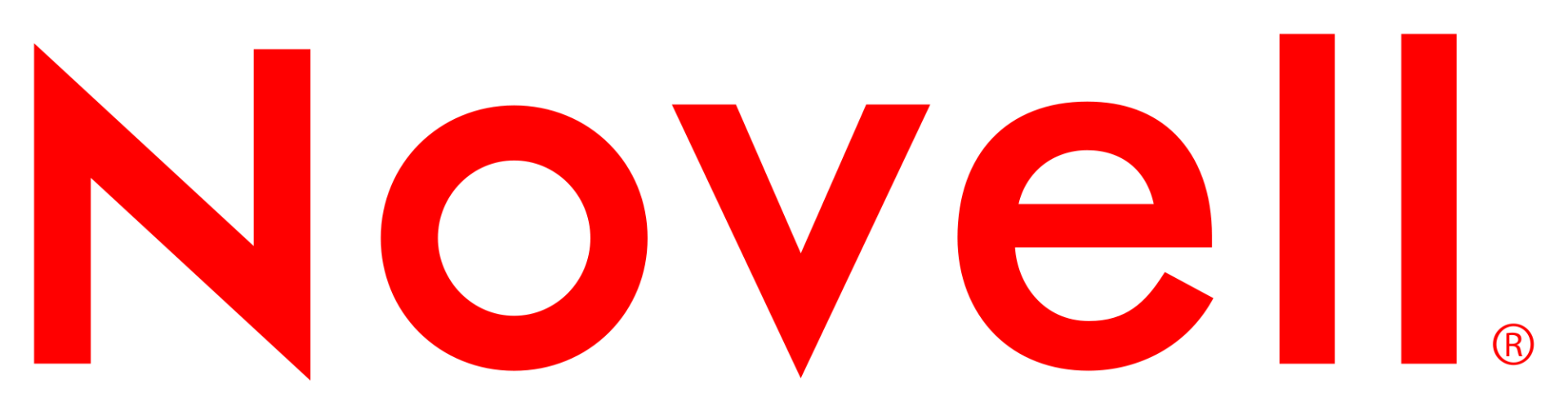 A red novell logo on a white background