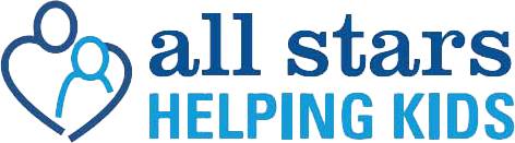 The logo for all stars helping kids has a heart and a person in it.