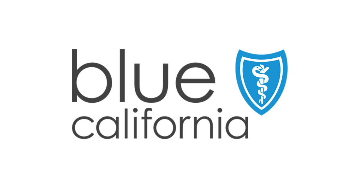 The blue california logo is a blue shield with a medical symbol on it.
