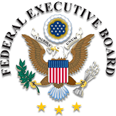 The seal of the federal executive board shows an eagle holding an american flag.