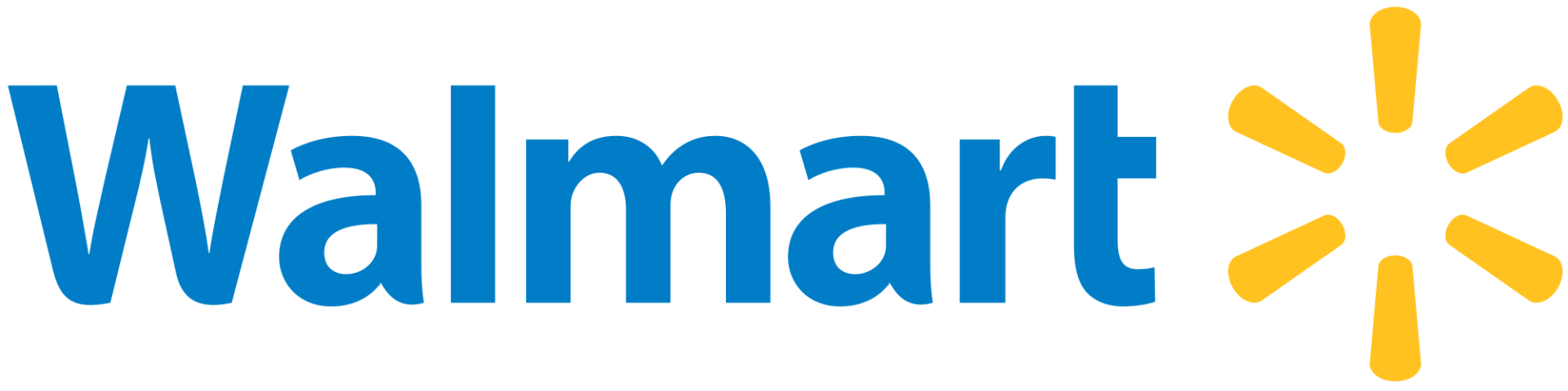 The walmart logo is blue and yellow with a yellow star.