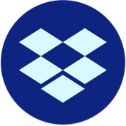 The dropbox logo is in a blue circle on a white background.
