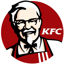 A kfc logo with a man in a bow tie