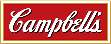 A red and white logo for campbell 's soup