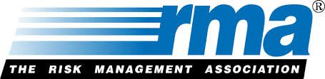 A blue and white logo for the risk management association