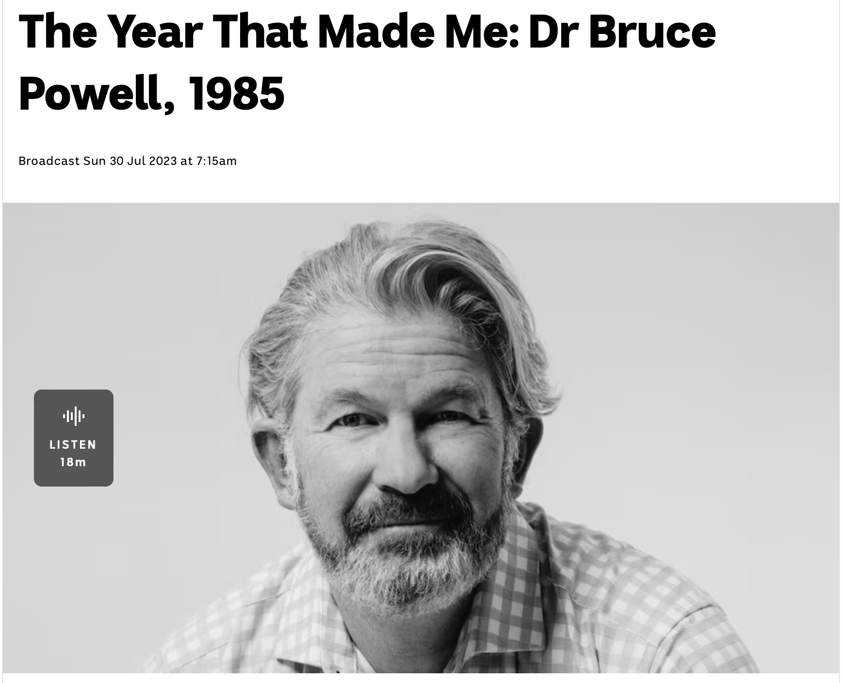 Dr Bruce Powell on The Year That Made Me.