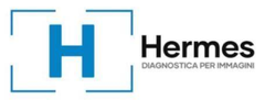 A blue and white logo for hermes diagnostica per immagini