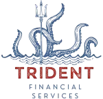 Logo for Trident Financial Services: a trident over waves and octopus tentacles with the company name in red and blue.