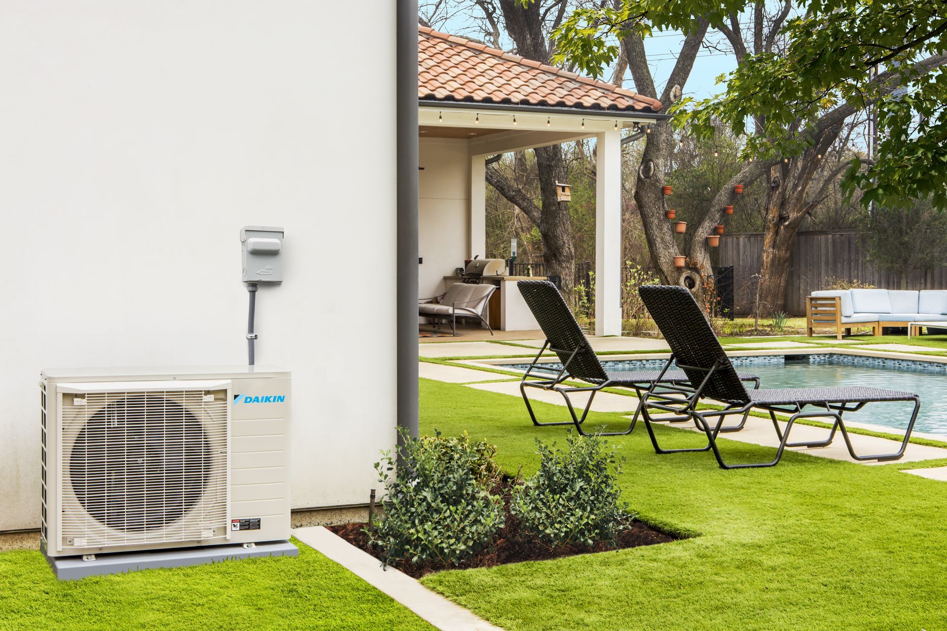 Daikin Fit heat pump installed outside a home in Beech Grove.