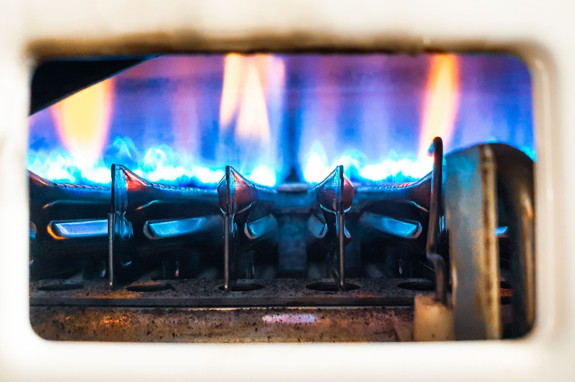 Gas broiler flame.