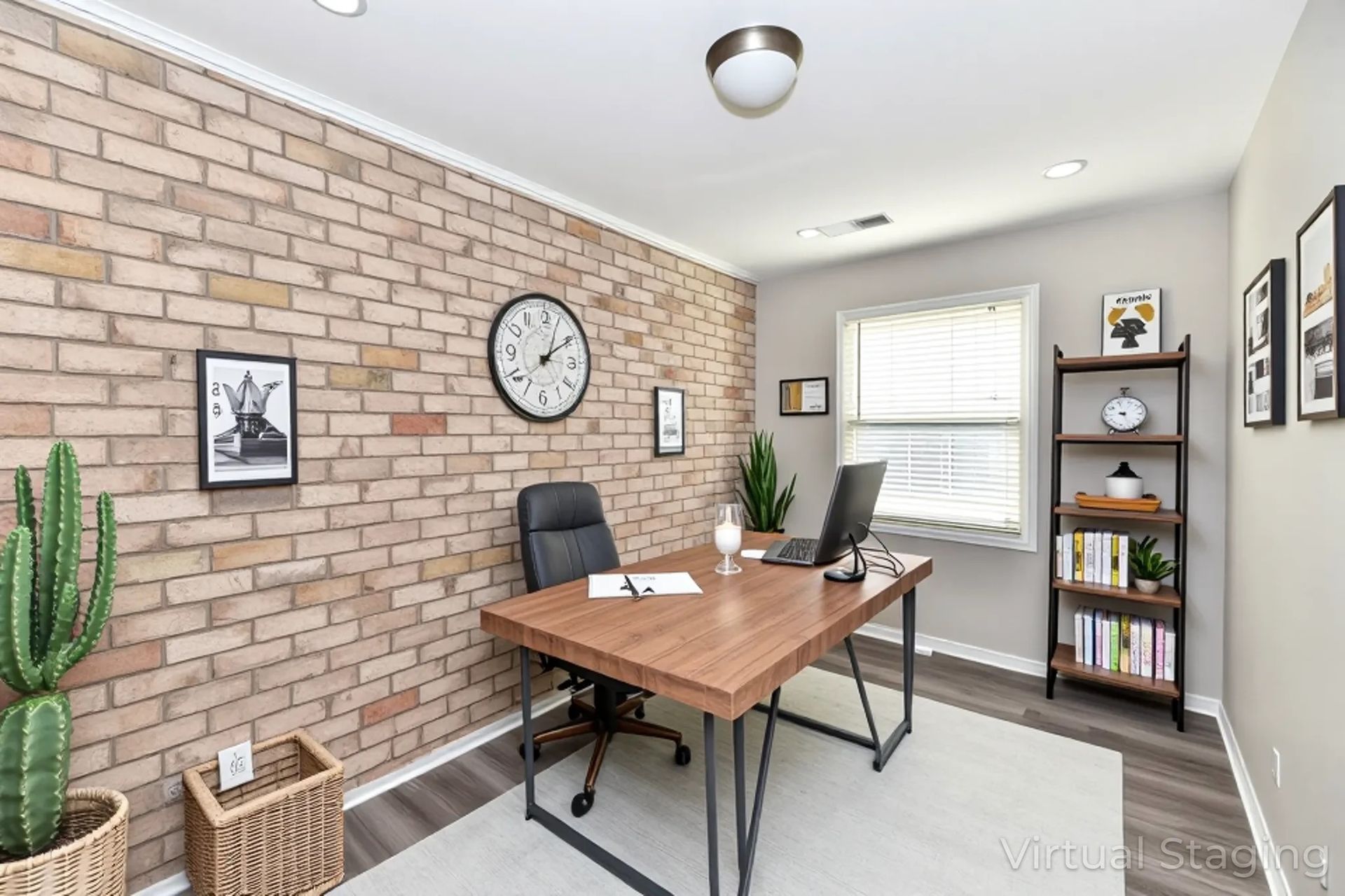 A white apartment building with a blue door and a balcony surrounded by bushes.