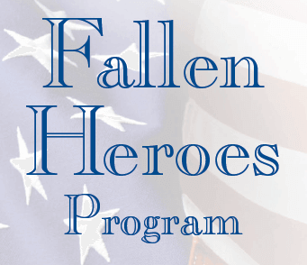 A poster for the fallen heroes program with an american flag in the background