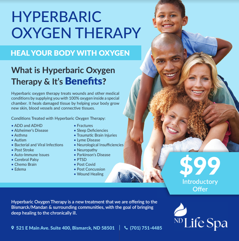 Hyperbaric oxygen therapy infographic with benefits