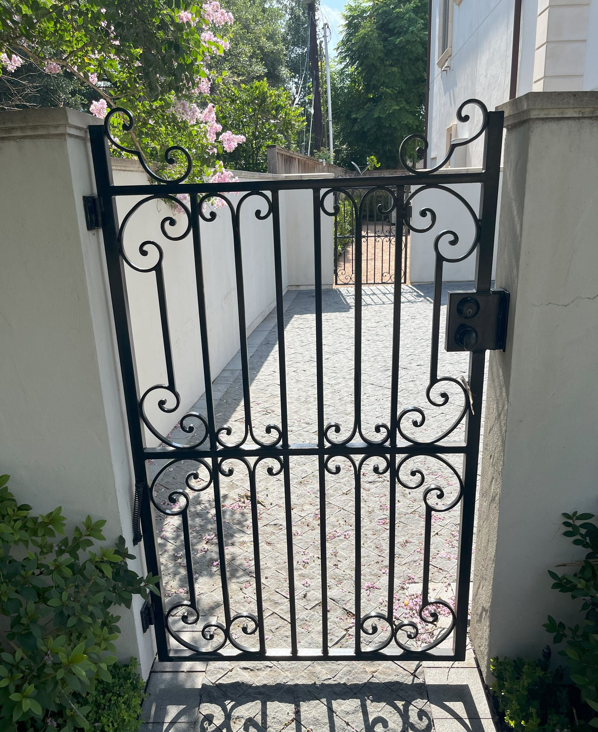 A custom ironworks decorative door at a home