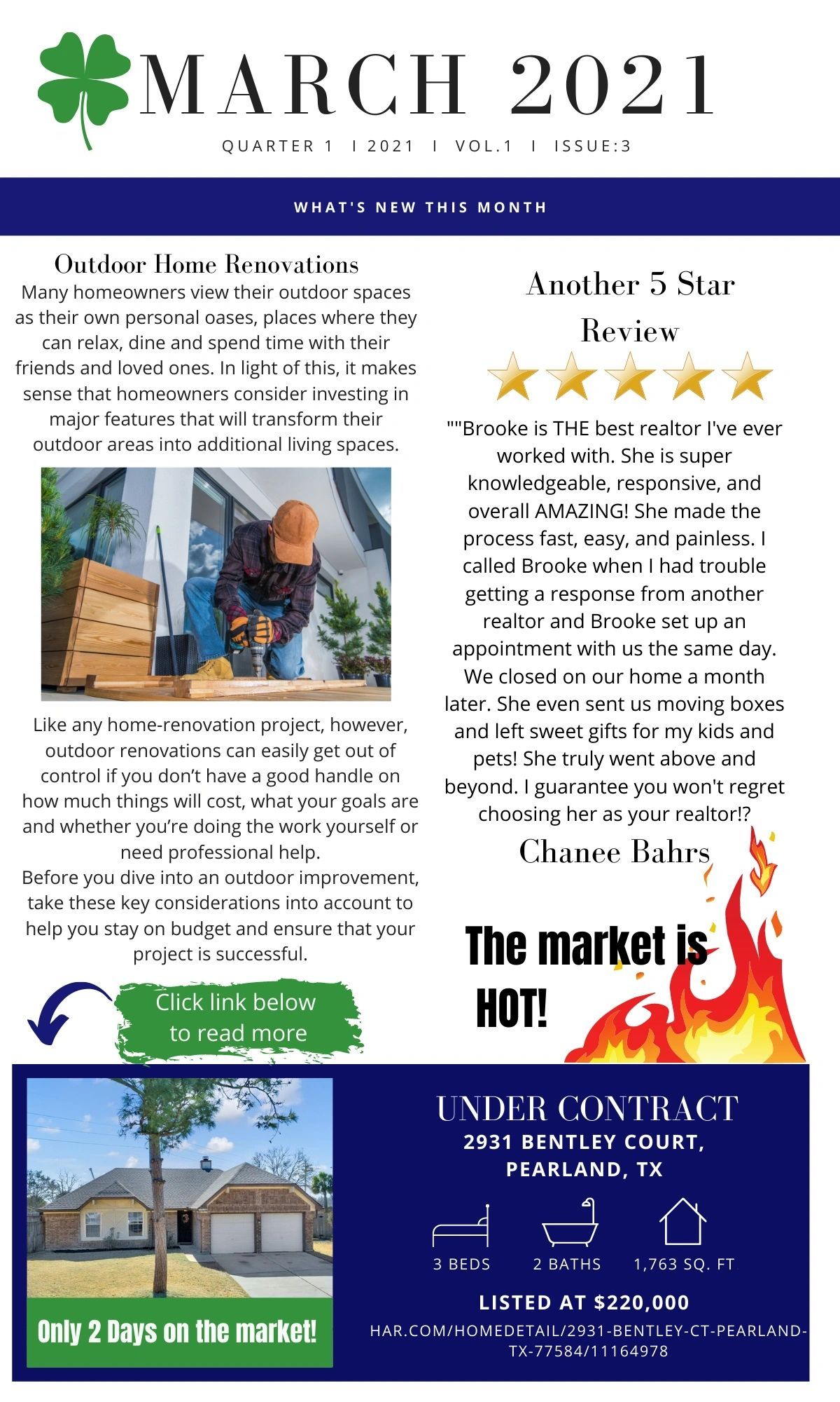 March 2021 Newletter Page 1 — Pearland, TX — Thedford Real Estate Group